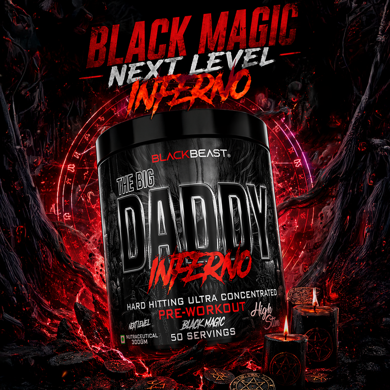 The Big Daddy Inferno Preworkout By Black Beast 300GM Rocket Pop