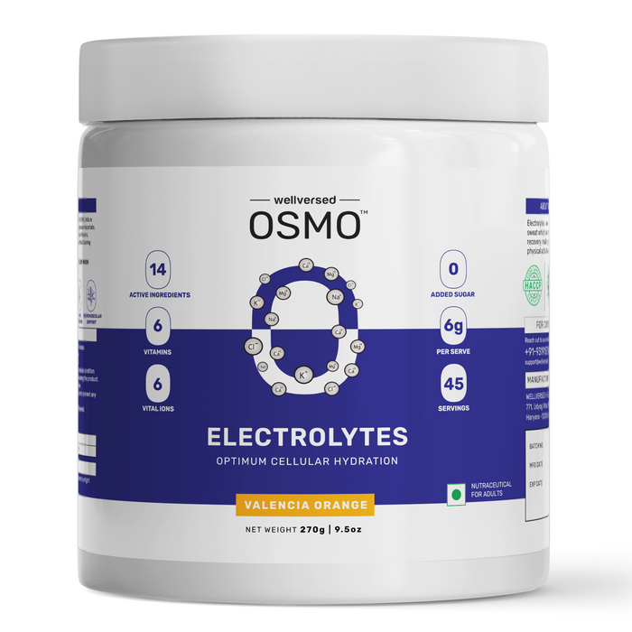 WELLCORE OSMO Electrolyte Hydration Blend Advanced Salts +Taurine & Vitamins Valencia Orange Flavour